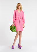 Mini robe portefeuille rose néon Essentiel