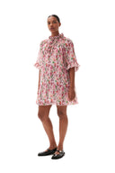 mini-robe à volants en georgette plissée Ganni
