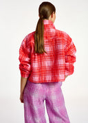 Veste courte à carreaux roses et rouges Essentiel