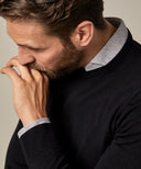 Pull col rond mérinos noir Profuomo