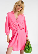 Mini robe portefeuille rose néon Essentiel
