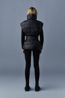 gilet Mackage ZERINA (R) LEATHER DOWN FUNNEL VEST WITH SASH BELT