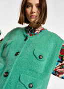 cardigan Essentiel sans manches en mohair mélangé sarcelle