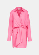 Mini robe portefeuille rose néon Essentiel