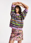 pull Essentiel lilas à rayures effet à l'envers