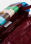 sac Essentiel à bandoulière luisant à rayures bleu, vert et marron