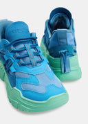 sneakers Essentiel bleues avec grosse semelle vert menthe