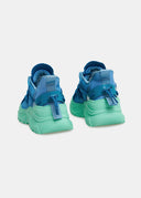sneakers Essentiel bleues avec grosse semelle vert menthe