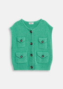 cardigan Essentiel sans manches en mohair mélangé sarcelle