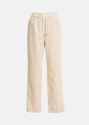 pantalon Essentiel fuselé en velours blanc cassé