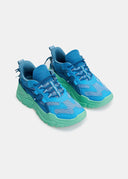 sneakers Essentiel bleues avec grosse semelle vert menthe