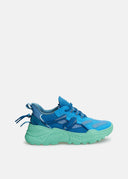 sneakers Essentiel bleues avec grosse semelle vert menthe