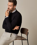 Pull col rond mérinos noir Profuomo