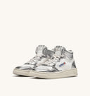 sneakers Autry MEDALIST LOW EN CUIR BLANC ARGENT