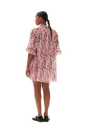mini-robe à volants en georgette plissée Ganni