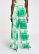 joggers Essentiel Pantalon large blanc cassé à carreaux verts