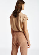 t-shirt Essentiel T-shirt en coton beige avec perles