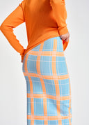 jupe Essentiel Jupe midi en tricot bleu à carreaux