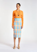 jupe Essentiel Jupe midi en tricot bleu à carreaux