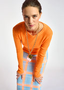 jupe Essentiel Jupe midi en tricot bleu à carreaux