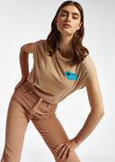 t-shirt Essentiel T-shirt en coton beige avec perles