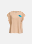 t-shirt Essentiel T-shirt en coton beige avec perles