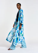 kimono Essentiel fleuri bleu clair, bleu et vert