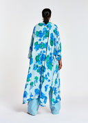 kimono Essentiel fleuri bleu clair, bleu et vert