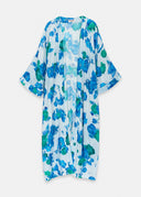 kimono Essentiel fleuri bleu clair, bleu et vert