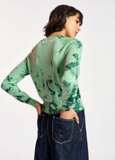pull Essentiel tie-dye vert menthe et vert foncé