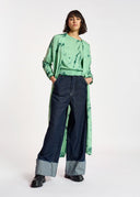 pull Essentiel tie-dye vert menthe et vert foncé