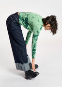 pull Essentiel tie-dye vert menthe et vert foncé