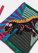 pochette Essentiel dinosaure' à paillettes multicolores