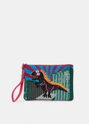 pochette Essentiel dinosaure' à paillettes multicolores