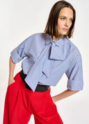 chemise Essentiel  à rayures bleues et blanches avec nœud