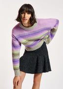pull Essentiel à rayures pourpres, vert menthe et beiges