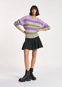 pull Essentiel à rayures pourpres, vert menthe et beiges