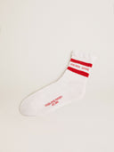 chaussette GOLDEN GOOSE Cotton socks with distressed finishes, red stripes and Golden Goose logo