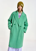 manteaux Essentiel croisé en laine vert menthe