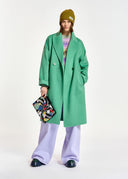 manteaux Essentiel croisé en laine vert menthe