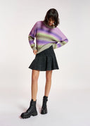 pull Essentiel à rayures pourpres, vert menthe et beiges