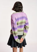 pull Essentiel à rayures pourpres, vert menthe et beiges