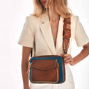 sac Claris Virot BIG CHARLY Cuir noisette indigo