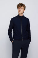 Cardigan HUGO BOSS en maille de laine vierge et de coton