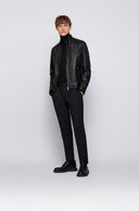 Veste en cuir HUGO BOSS nappa Regular Fit avec épaules matelassées