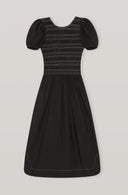 MINI ROBE À MANCHES COURTES EN POPELINE DE COTON FRONCÉE