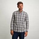 chemise State of Art à carreaux avec col boutonné - blanc/gris-bleu