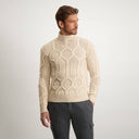 pull State of Art Modern Classics pull col roulé en tricot torsadé - grège uni