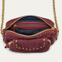sac Claris Virot Cuir Charly Aubergine Clouté